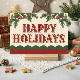 Cartão De Festividades Retro Western Happy Holidays Christmas