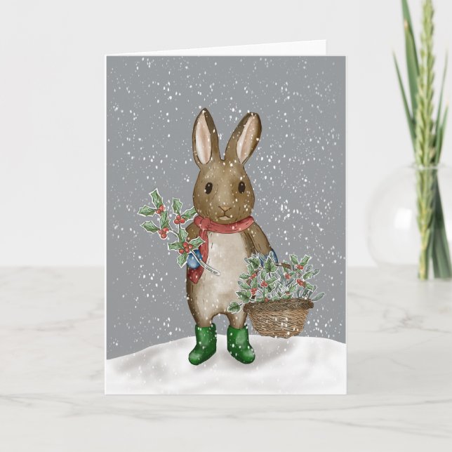 Cartão De Festividades Reunindo o verde na neve (Frente)