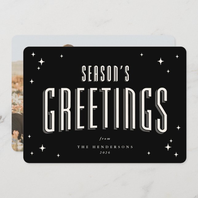 Cartão De Festividades Reuniões da Estação Negra Foto Plana das Estrelas (Frente/Verso)