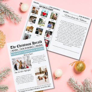 Cartão De Festividades Revisão de Ano Natal Jornal Múltipla Foto