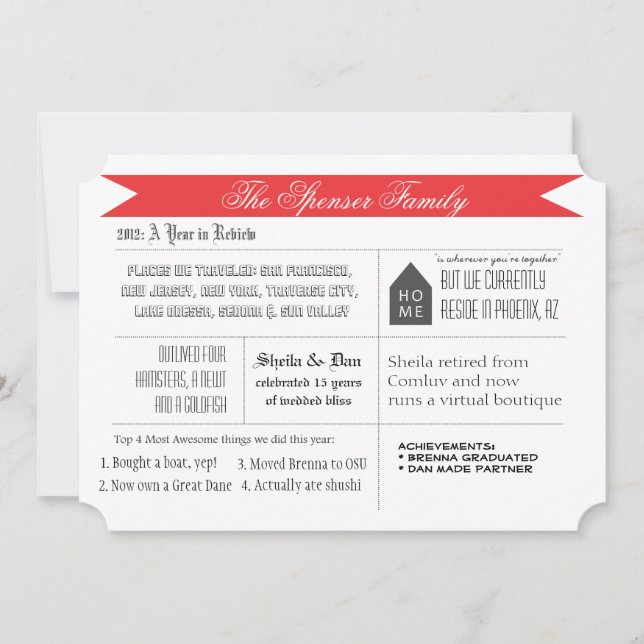 Cartão De Festividades Revisão de um ano (Frente)