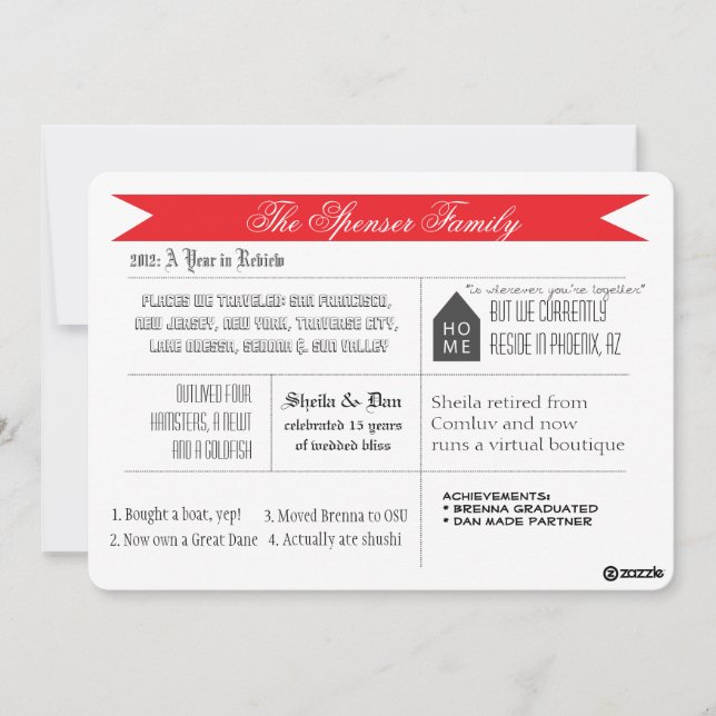 Cartão De Festividades Revisão de um ano (Frente)