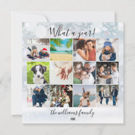 Cartão De Festividades Revisão do Ano 12 Foto Que Ano Flocos de Neve