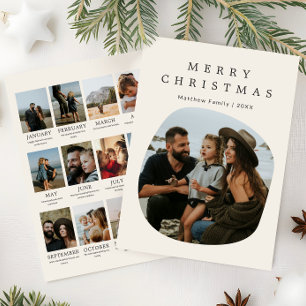 Cartão De Festividades Revisão do Ano de Natal Moderna e Neutra Foto