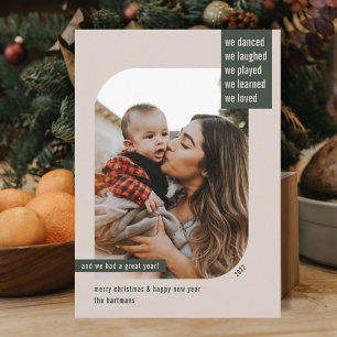 Cartão De Festividades Revisão do Ano de Quadro Moderno 1 Foto de Natal T