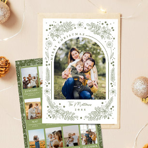 Cartão De Festividades Revisão do Ano do Arco de Fotos da Família Botânic