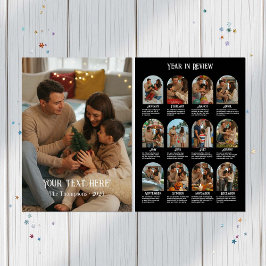 Cartão De Festividades Revisão do Ano em 12 Fotos de Família