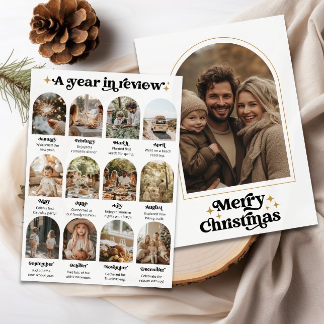 Cartão De Festividades Revisão do Ano em Colagem de Fotos Feliz Natal (Criador carregado)