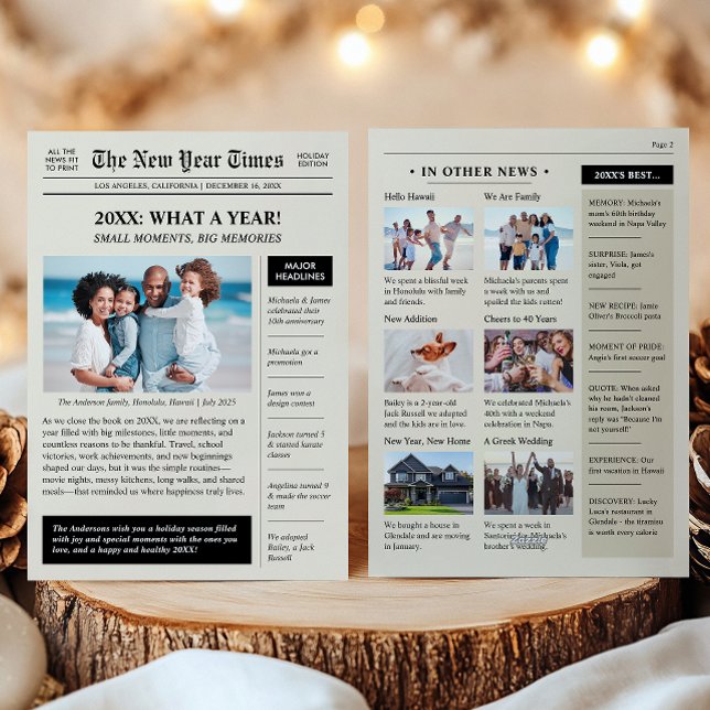 Cartão De Festividades Revisão do Ano Feliz Ano Novo Jornal (Criador carregado)