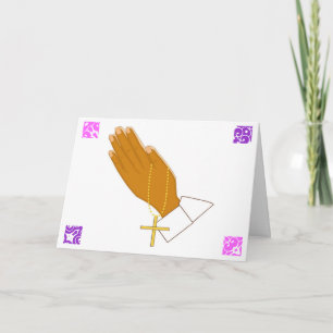 Cartão De Festividades Rezando Mãos Felz pascoa Com Cruz Dourada I