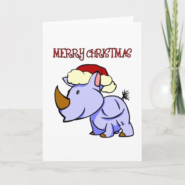 Cartão De Festividades Rhino Merry Christmas Greeting Card (Frente)