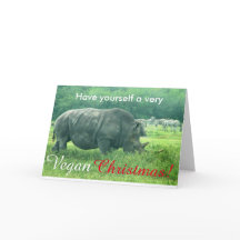 Rhinoceros vegan Christmas card