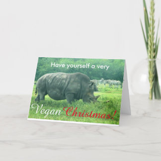 Cartão De Festividades Rhinoceros vegan Christmas card