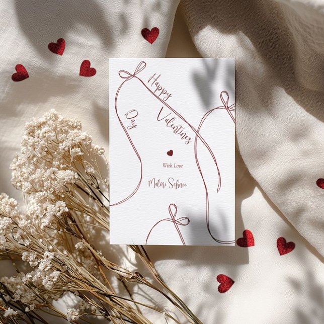 Cartão De Festividades Ribbon Bows – Modern Happy Valentine’s Day  (Criador carregado)