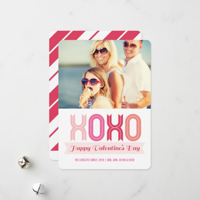 Cartão De Festividades Ribbon XOXO Love And Kisses Dia de os namorados Ph (Frente/Verso In Situ)