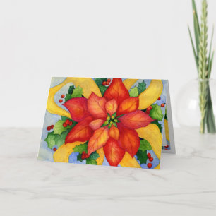 Cartão De Festividades Ribboned Poinsettia Christmas Card 