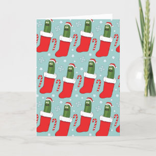 Cartão De Festividades Rick e Morty Padrão de Pickle Rick de Natal
