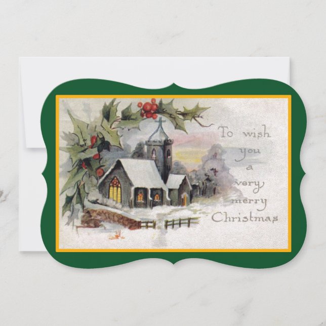 Cartão De Festividades Rico da Igreja Nacional Vintage (Frente)