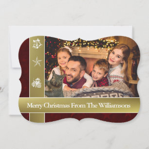 Cartão De Festividades Rico de Natal da Família de Fotografias do Esquir