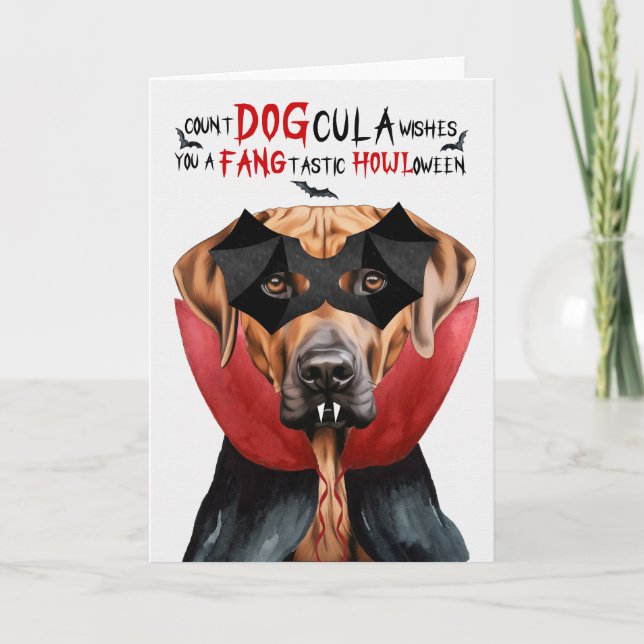 Cartão De Festividades Ridgeback Ridgeback Dog Count DOGula Halloween (Frente)