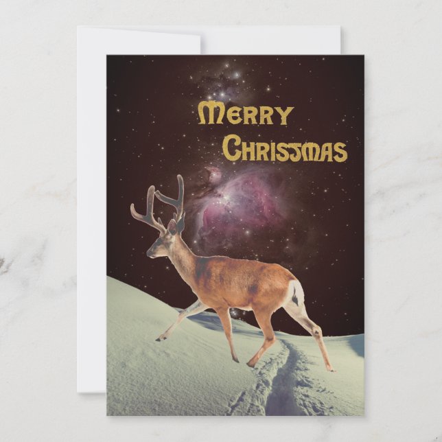 Cartão De Festividades Rincas de Natal surreais no espaço (Frente)
