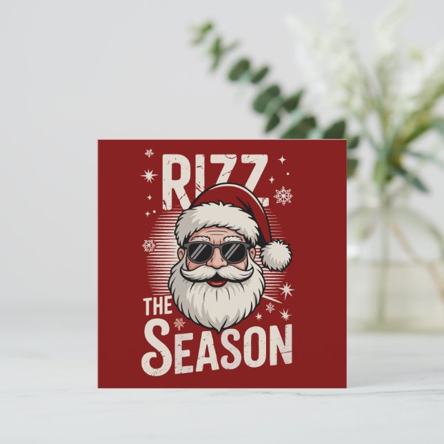 Cartão De Festividades Rizz A Temporada Papai Noel Rizzmas Natal Divertid (Em pé/Frente)