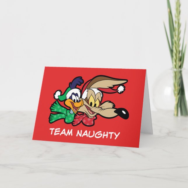 Cartão De Festividades ROAD RUNNER™ & Wile E. Coyote "Team Naughn" (Frente)