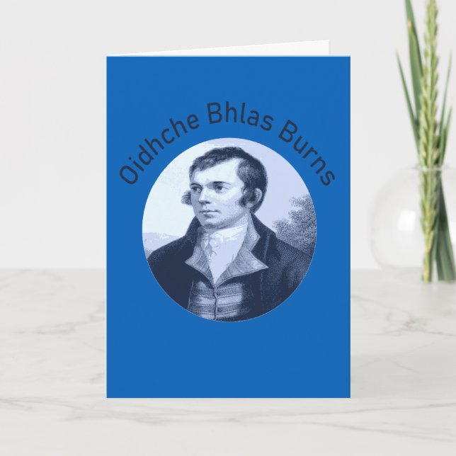 Cartão De Festividades Robbie Burns - Oidhche Bhlas Quebra Texto Azul (Frente)