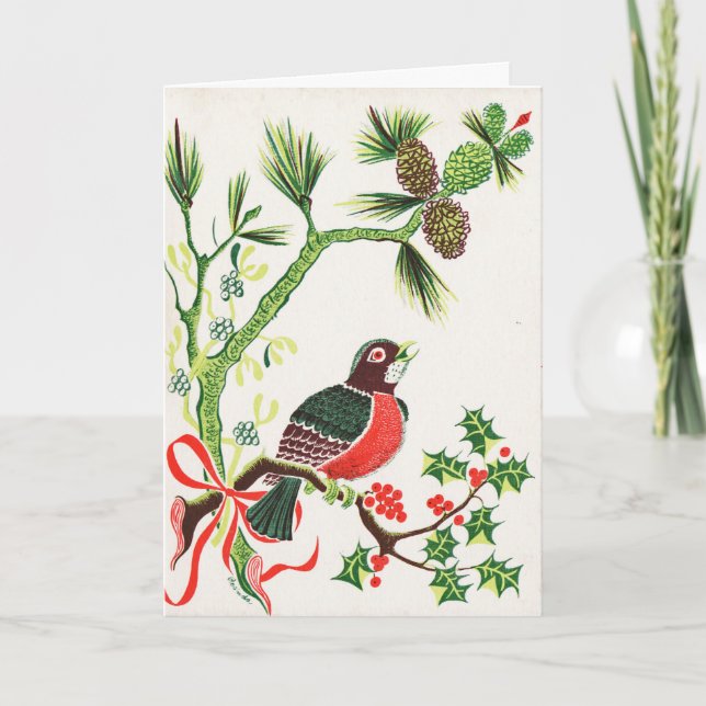Cartão De Festividades Robim de Natal (Frente)