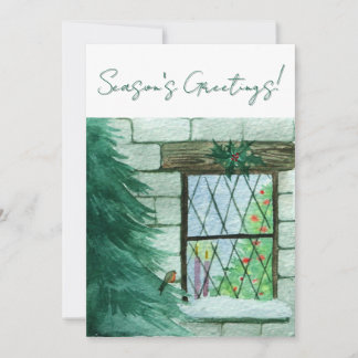 Cartão De Festividades Robin Outside Of A Festive Window Christmas Card