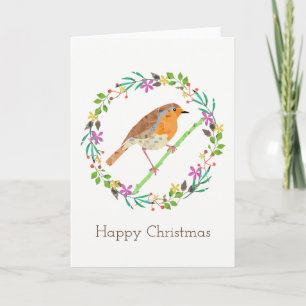 Cartão De Festividades Robin Red Breast, pássaro do Natal