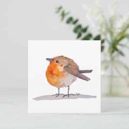Cartão De Festividades Robin Watercolor