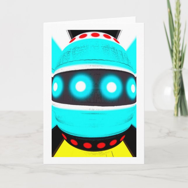 Cartão De Festividades robô alienígena (Frente)