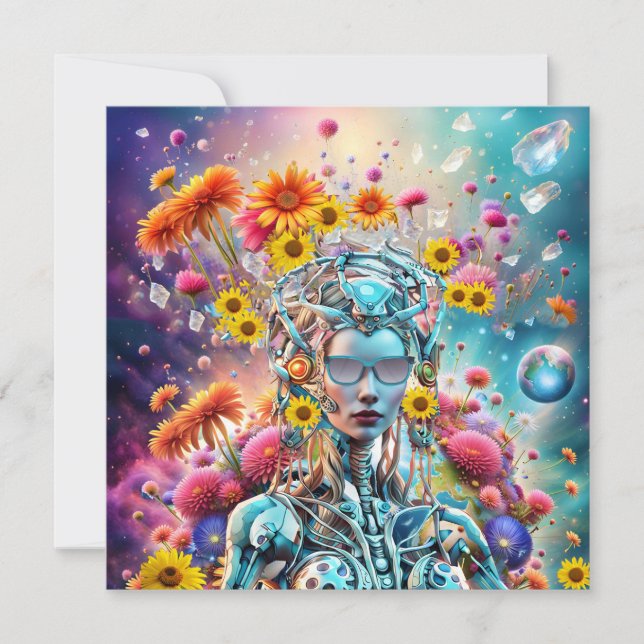 Cartão De Festividades Robô orgânico (Frente)