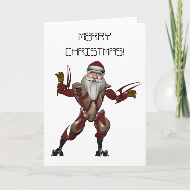 Cartão De Festividades Robo Santa (Frente)