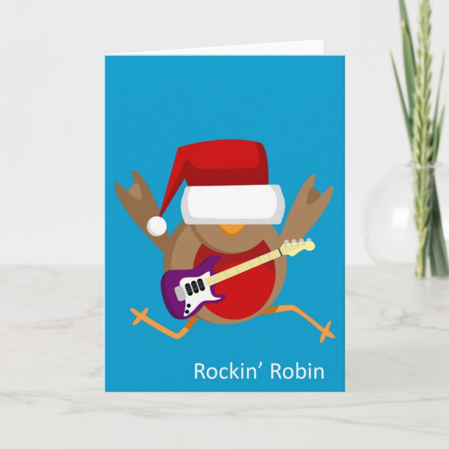 Cartão De Festividades 'Rockin' Robin' Christmas Greeting Card (Frente)