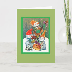 Cartão De Festividades Rockin Snowman Band Holiday Greeting Cards