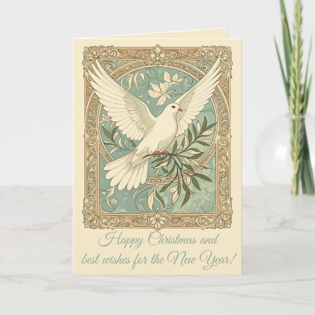 Cartão De Festividades Rola com ramo de oliveira Natal (Frente)