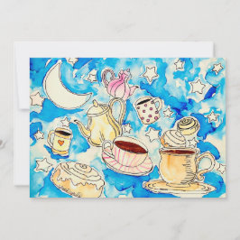 Cartão De Festividades rolos de canela cósmicos & arte de xícaras de café