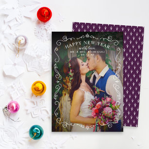 Cartão De Festividades Rolos Elegantes Ano Novo Casal Recém-Casados Foto