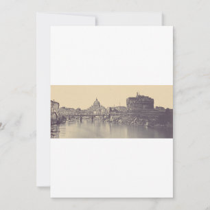 Cartão De Festividades Roma Antiga Castelo Tibre e Vaticano Arte Fina