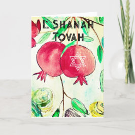 Cartão De Festividades Romã Fruta do Rosh Hashanah Shana Tova