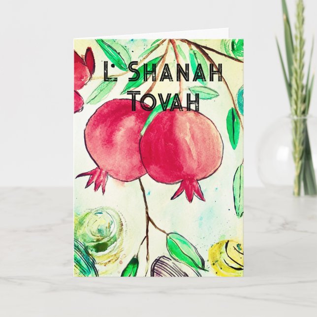 Cartão De Festividades Romã Fruta do Rosh Hashanah Shana Tova (Frente)