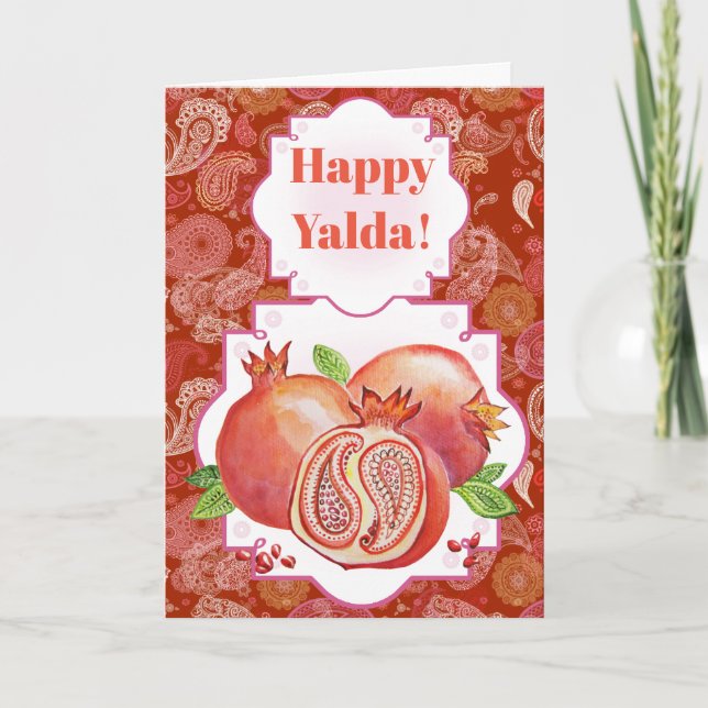 Cartão De Festividades Romã Yalda feliz (Frente)