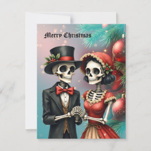 Cartão De Festividades Romance de Ossos de Natal, Um simpático casal de e