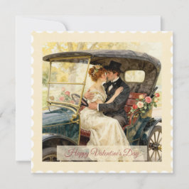 Cartão De Festividades Romance in a Victorian Car – Valentine’s Day Card