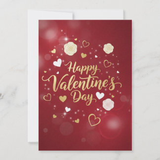 Cartão De Festividades Romance Vermelho e Dourado para o seu valentim