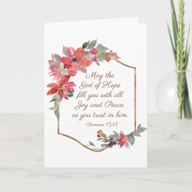 Cartão De Festividades Romanos 15:13 Deus da Esperança, Natal (Frente)