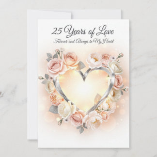Cartão De Festividades Romantic 25th Wedding Anniversary Card