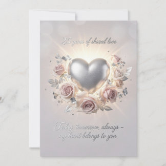 Cartão De Festividades Romantic 25th Wedding Anniversary Card – Luxury 